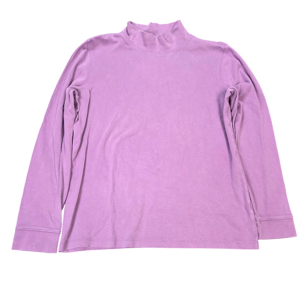L.L. Bean Long Sleeve Tee Women's Size M Regular Purple Mock Neck Cotton Blend